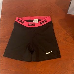 Longer Black Nike Spandex with Hot Pink Waistband